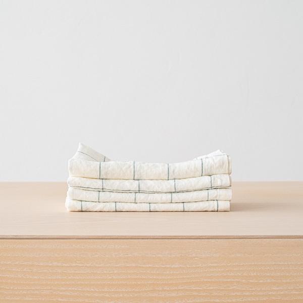 linenme Washed Linen Napkin White Arctic Window Pane