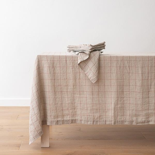 Linenme Washed Linen Tablecloth Natural Brick Window Pane
