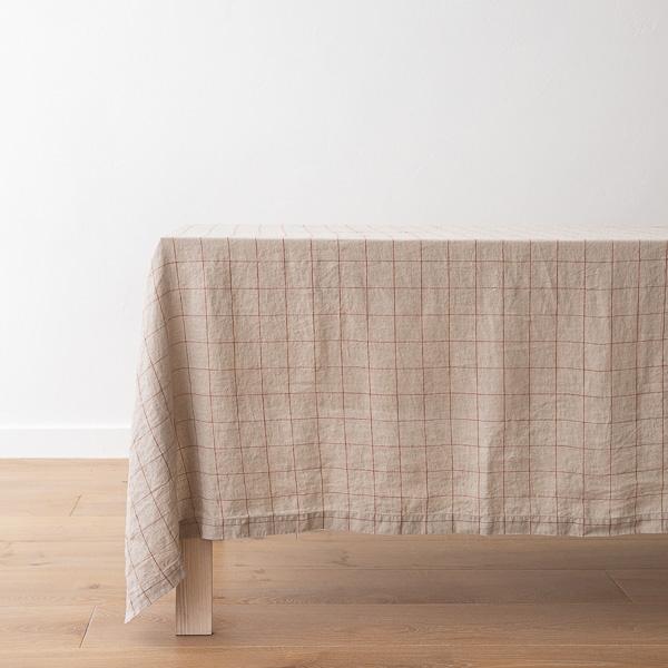 Linenme Washed Linen Tablecloth Natural Brick Window Pane