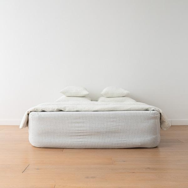 Linenme White Arctic Check Washed Bed Linen Fitted Sheet