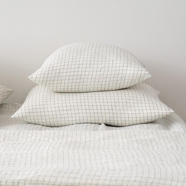 Linenme White Arctic Check Washed Bed Linen Pillow Case