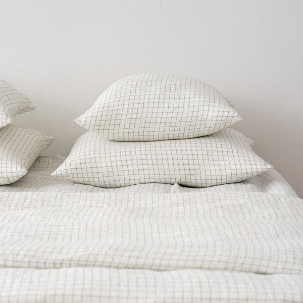 linenme White Arctic Check Washed Bed Linen Pillow Case