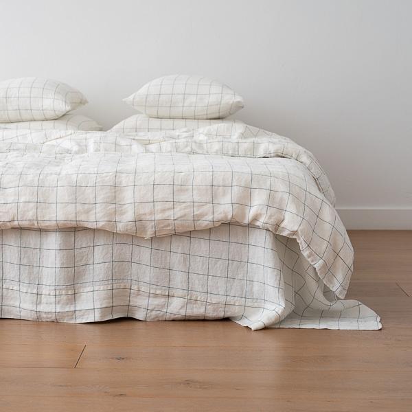 Linenme White Arctic Window Pane Washed Bed Linen Bed Set