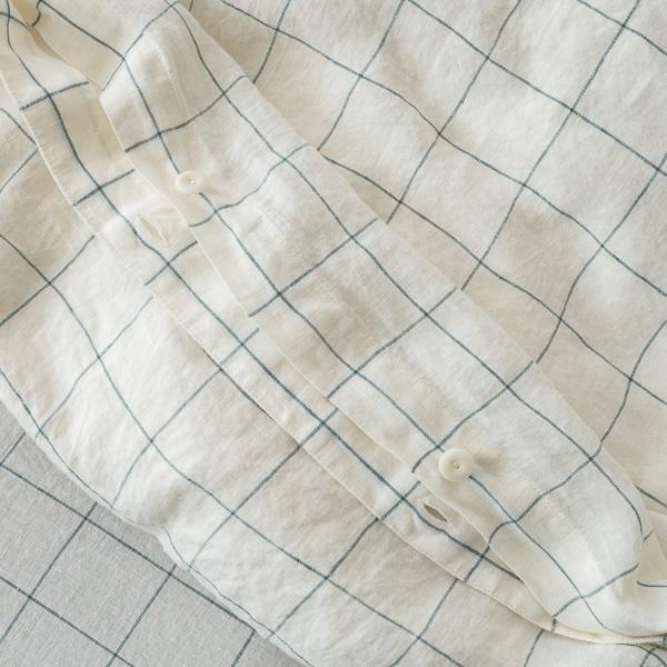 Linenme White Arctic Window Pane Washed Bed Linen Bed Set