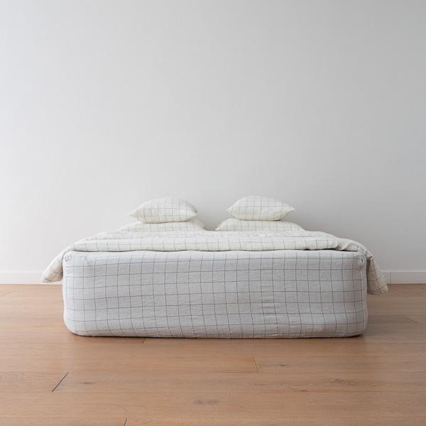 Linenme White Arctic Window Pane Washed Bed Linen Fitted Sheet