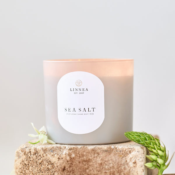 Linnea Sea Salt 3-wick Candle - Handcrafted In Small Batches