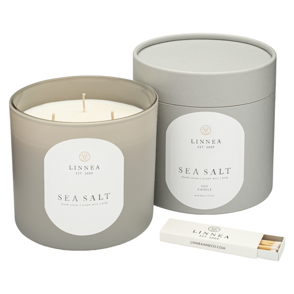 Linnea Sea Salt 3-wick Candle - Handcrafted In Small Batches
