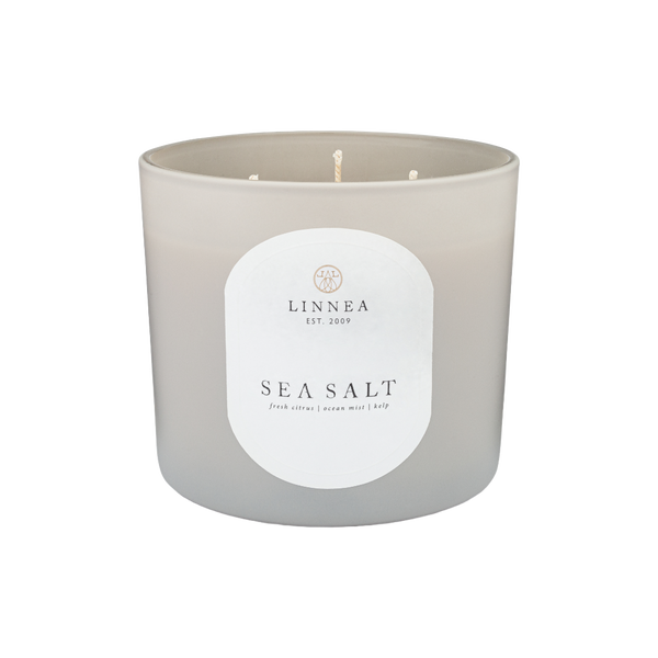 linnea Sea Salt 3-wick Candle - Handcrafted in Small Batches
