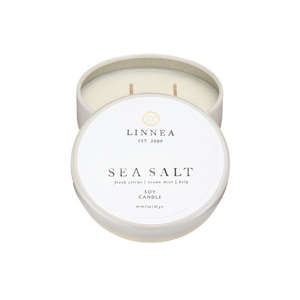 linnea Sea Salt Petite 2-wick Candle - A Bestselling Scent