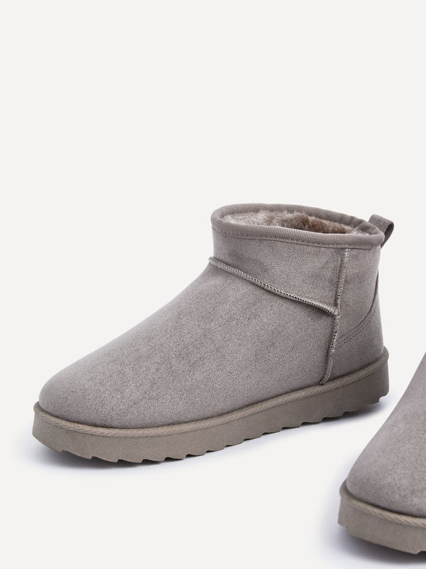 Linzi Ash Grey Faux Suede Grey Faux Fur Lined Ultra Mini Ankle Boot