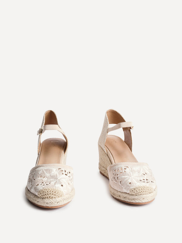 Linzi Beige Closed-Toe Wedge With Cut-Out Detailing