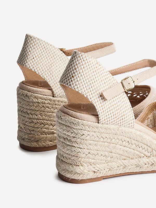 Linzi Beige Closed-Toe Wedge With Cut-Out Detailing