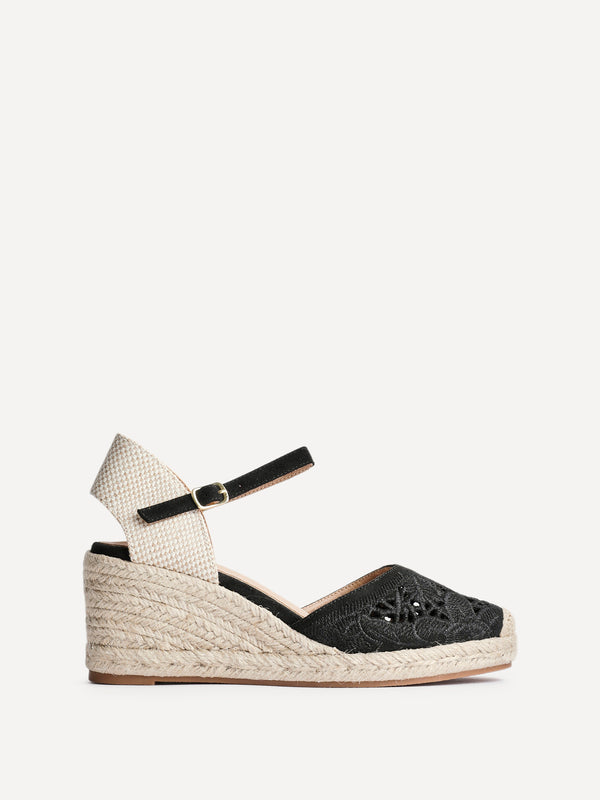 Linzi Black Closed-Toe Wedge With Cut-Out Detailing