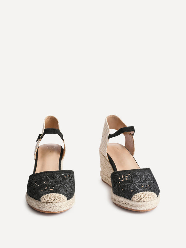 Linzi Black Closed-Toe Wedge With Cut-Out Detailing