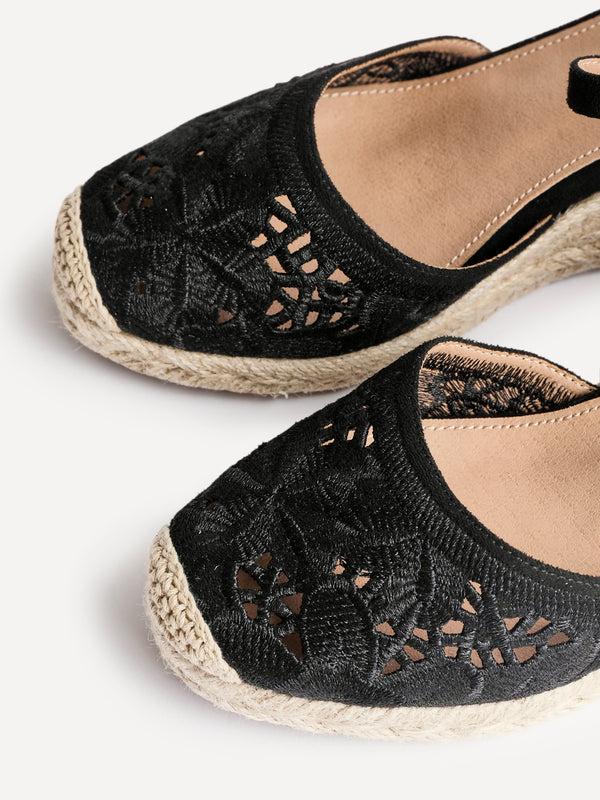 Linzi Black Closed-Toe Wedge With Cut-Out Detailing