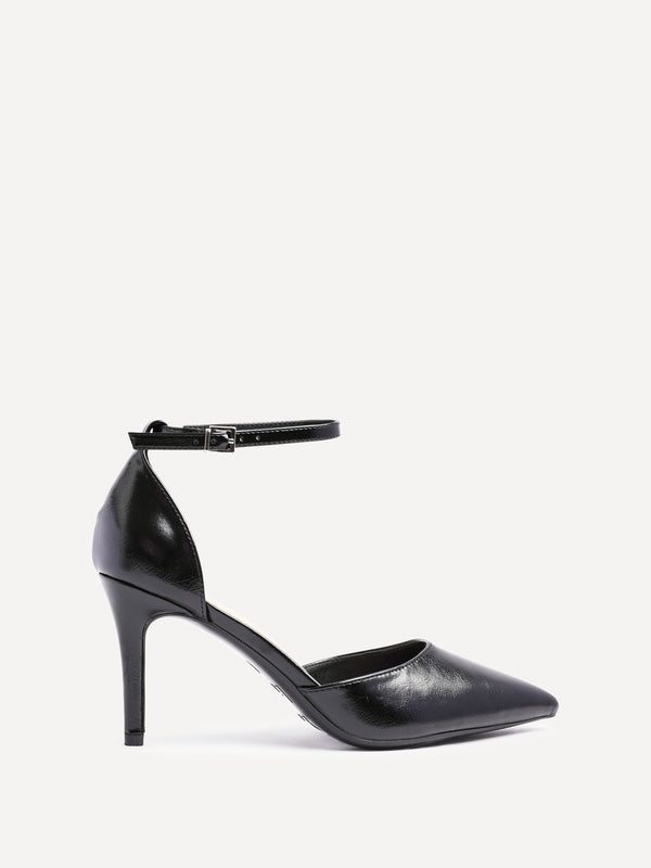 Linzi Black Faux Leather Classic Stiletto Court Heel
