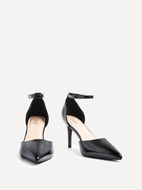 Linzi Black Faux Leather Classic Stiletto Court Heel