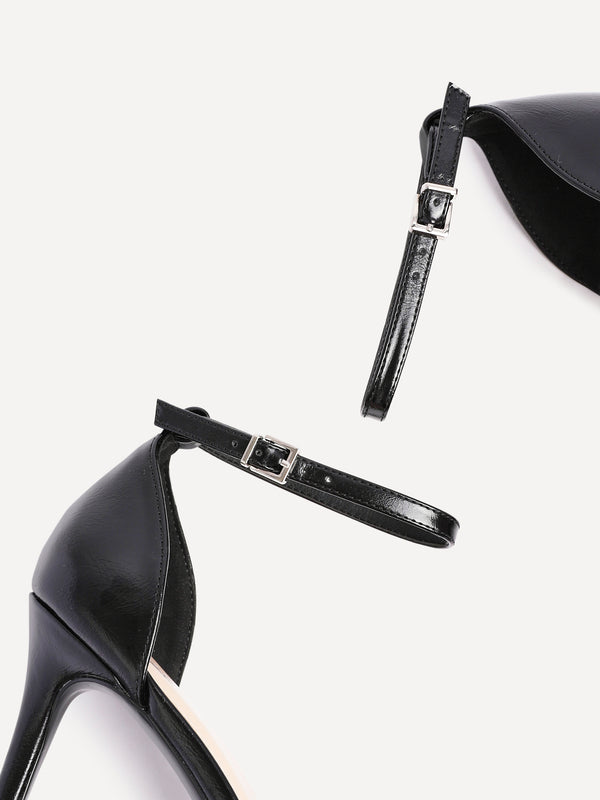 Linzi Black Faux Leather Classic Stiletto Court Heel