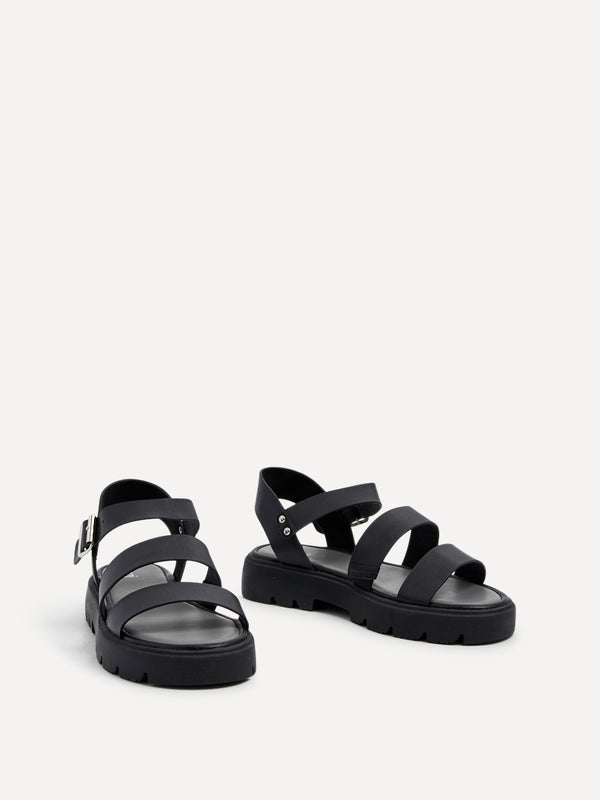 Linzi Black Faux Leather Gladiator Style Two Strap Sandal