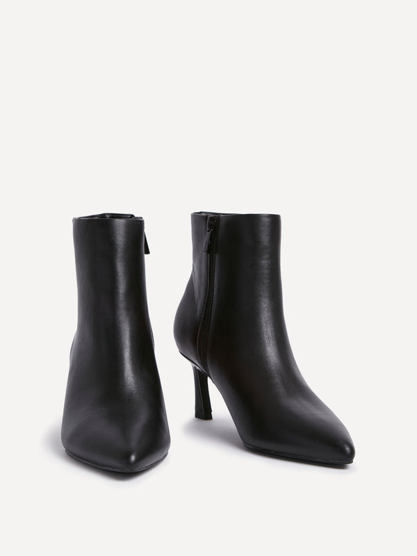 Linzi Black Faux Leather Pointed Toe Stiletto Ankle Boot