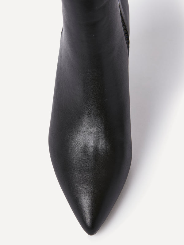 Linzi Black Faux Leather Pointed Toe Stiletto Ankle Boot