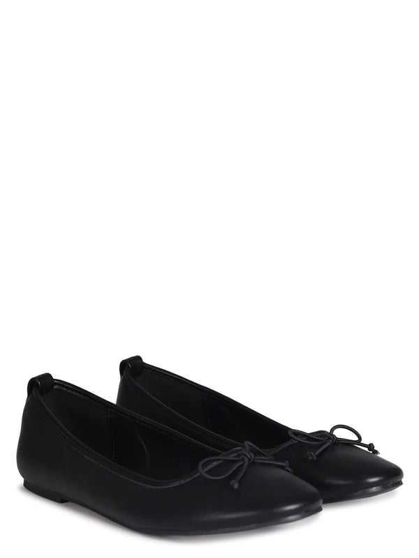 Linzi Black Faux Leather Pump With Small Bow Detail