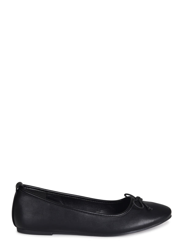Linzi Black Faux Leather Pump With Small Bow Detail