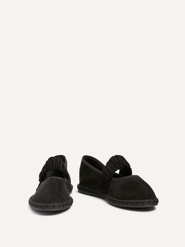 Linzi Black Faux Suede Mary Jane With Ruched Detail