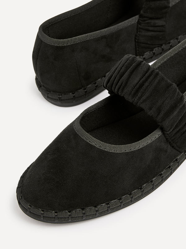 Linzi Black Faux Suede Mary Jane With Ruched Detail