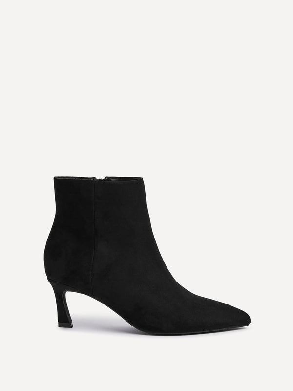 Linzi Black Faux Suede Pointed Toe Stiletto Ankle Boot