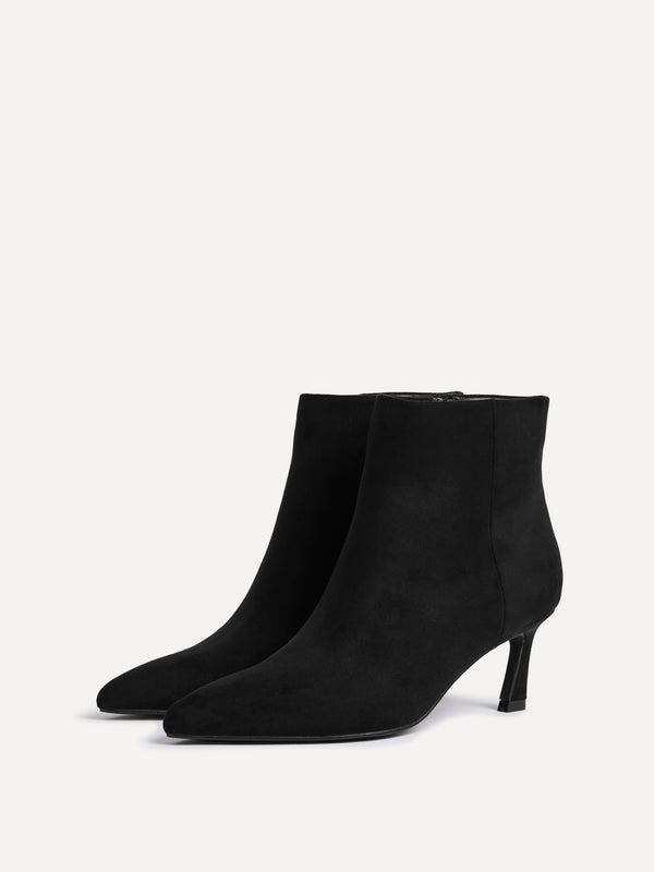 Linzi Black Faux Suede Pointed Toe Stiletto Ankle Boot