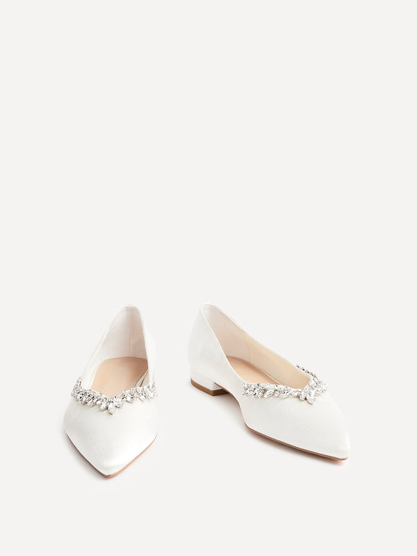 Linzi Bridal Endless Pointed Toe Ballet Flat With Trim Detail