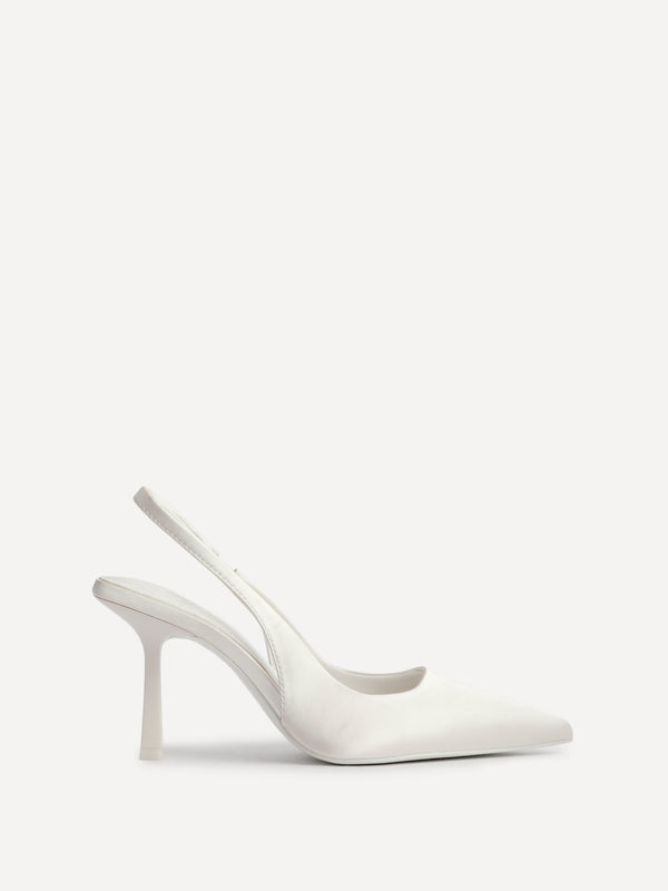 Linzi Bridal Ivory Satin Bridal Sling Back Court Heel