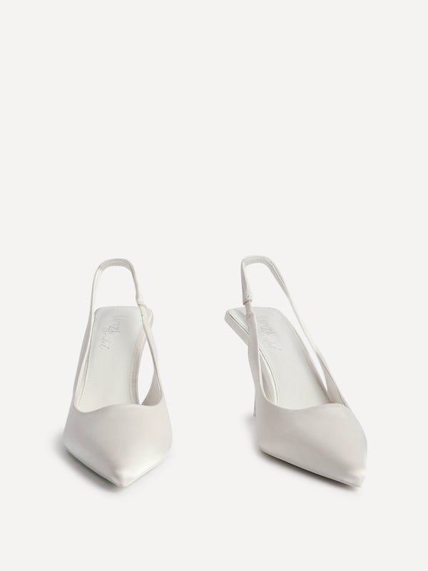 Linzi Bridal Ivory Satin Bridal Sling Back Court Heel