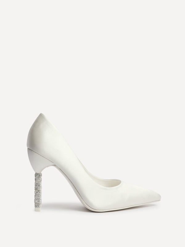 Linzi Bridal Ivory Satin Classic Court With Diamante Heel
