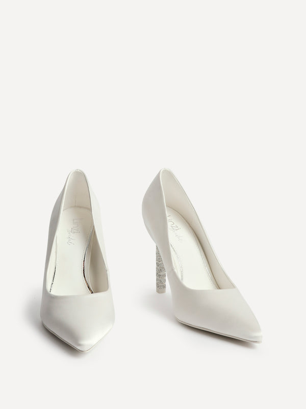 Linzi Bridal Ivory Satin Classic Court With Diamante Heel