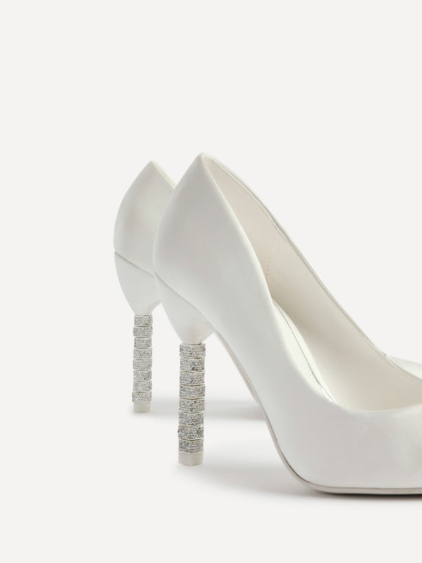Linzi Bridal Ivory Satin Classic Court With Diamante Heel