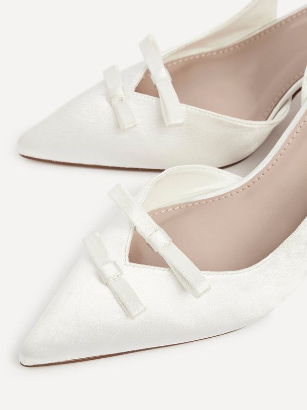 Linzi Bridal Ivory Satin Courts With Double Bow Detail