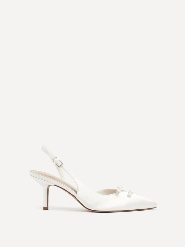 Linzi Bridal Ivory Satin Courts With Double Bow Detail