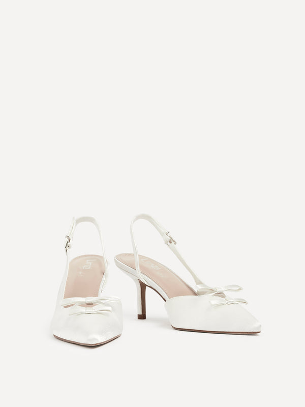 Linzi Bridal Ivory Satin Courts With Double Bow Detail