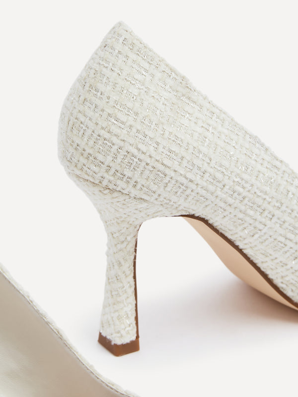 Linzi Bridal Ivory Tweed Pearl Trim Style Court Heel
