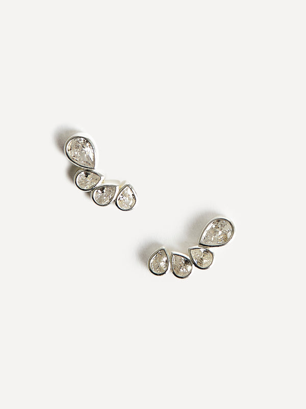 Linzi Bridal Silver Crystal Four Stone Stud Earrings