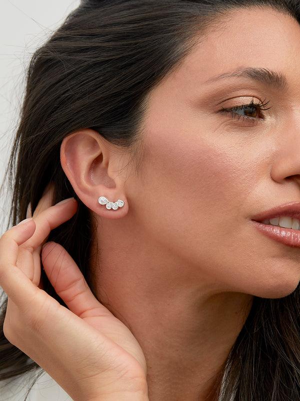 linzi Bridal Silver Crystal Four Stone Stud Earrings