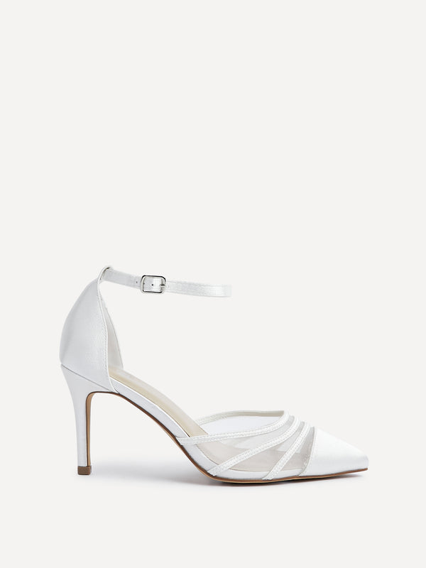 Linzi Bridal Wide Fit Ivory Satin Mesh Stiletto Court Heel