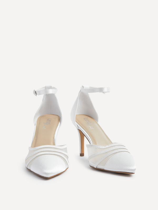 Linzi Bridal Wide Fit Ivory Satin Mesh Stiletto Court Heel