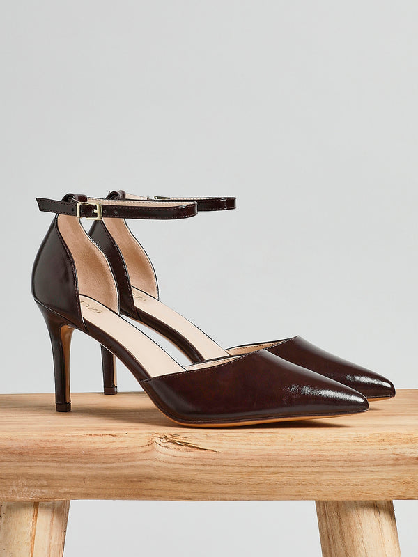linzi Brown Faux Leather Classic Stiletto Court Heel
