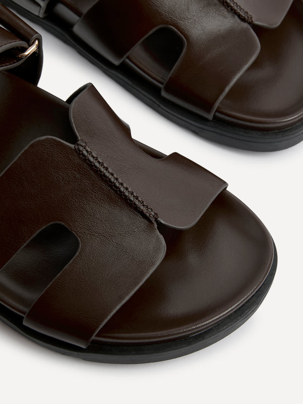 Linzi Brown Faux Leather Footbed Linked Design Sandal