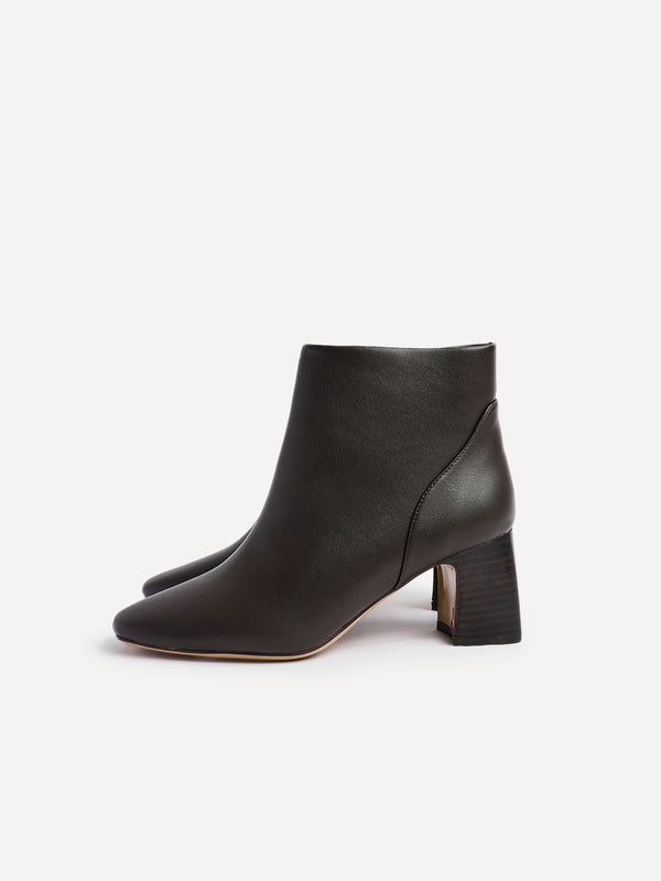 Linzi Brown Faux Leather Soft Square Toe Block Heel Ankle Boot