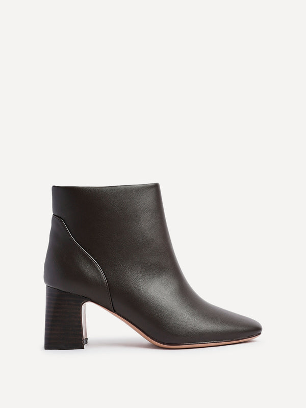 Linzi Brown Faux Leather Soft Square Toe Block Heel Ankle Boot