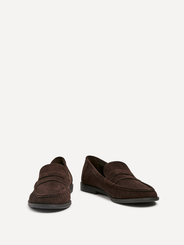 Linzi Brown Faux Suede Classic Loafer With Front Tab